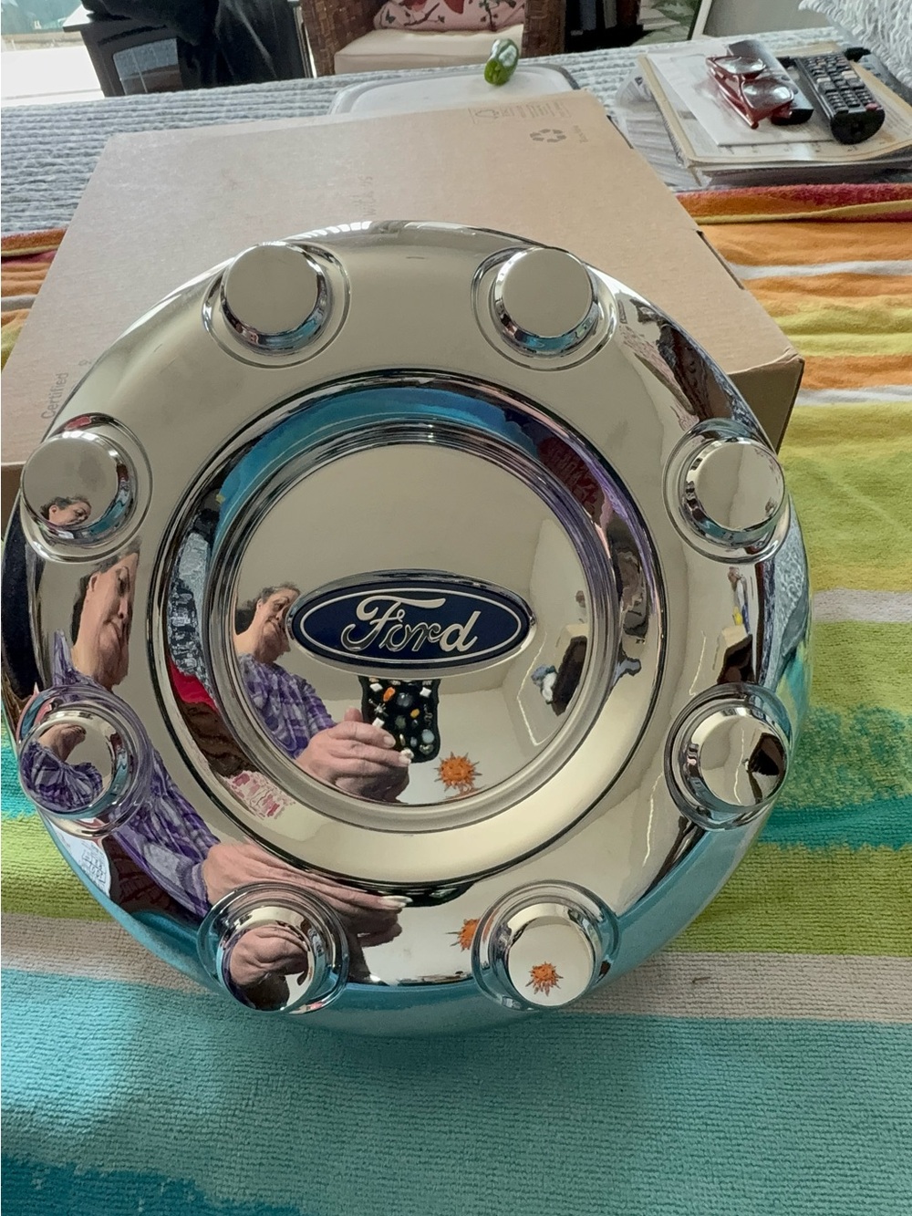 Ford Chrome Hubcap with Blue Logo